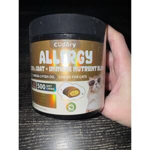 Cudory Cat Allergy Relief 500 Chews Skin & Coat Support Immune Nutrient Ex 9/28